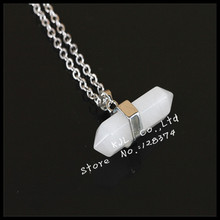 1pcs 2015 charming natural gem beads  pendant necklace fashion white  stone pendants silver plated necklace for women 2024 - buy cheap