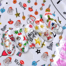 10 Sheets Lot Self-adhesive Christmas 3d Nail Sticker Winter Manicure Decals Nail Art Decorations Stickers snowman snowflake 2024 - buy cheap