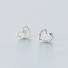 925 Solid Sterling Silver Jewelry Tiny Cute 8mmX9mm Hollow Heart Stud Earring For Women Girls Fine Silver Jewelry E3145 2024 - buy cheap