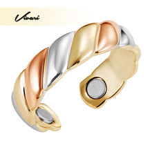 Vivari Wedding Women Rings 3-Tone Gold Silver Rose Gold Color Round Bio Magnetic Resizable Ring Magnet Women Jewelry Finger Wear 2024 - buy cheap