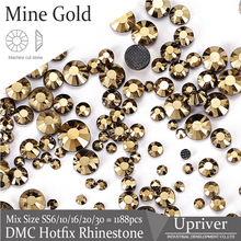 Upriver SS6-SS30 Mine Gold Iron On DMC Hotfix Rhinestones Machine Cut Glass Strass 2024 - buy cheap