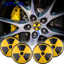 4 unidades/pacote 56mm estilo do carro de aviso radioativo radiação nuclear atômica emblema centro cubo roda carro tampa adesivo acessórios 2024 - compre barato