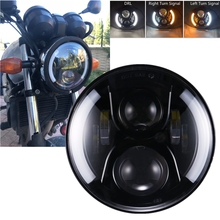 7 Inch Motorcycle Headlight Amber LED Turn Signal Light 60W 30W 12V Round LED HeadLamp Moto Accessories 2024 - buy cheap