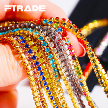 Colorful Color 3.6Meter/ roll Gilded Base Clear Crystal SS6 (2mm) Dense Claw Glass Rhinestones Cup Chain Trim For Accessories 2024 - buy cheap