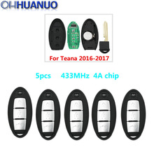 Chave remota inteligente com 3 botões, 5 peças, 433mhz com chip 4a para nissan teana 2016-2017 + lâmina sem cortes 2024 - compre barato