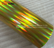 Free shipping Gold  holographic chrome rainbow vinyl film car wrap rainbow sticker with size:1.49x20m/Roll 2024 - buy cheap