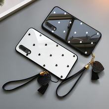 BONVAN For Xiaomi Mi 9 SE Tempered Glass Case Fashion Love heart Hard Back Cover For Xiaomi mi 9 Mi9se Tassel Lanyard phone Case 2024 - buy cheap