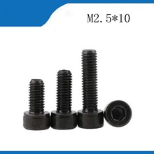 100pcs/Lot Metric Thread DIN912  M2.5*10 mm Black Grade 12.9 Alloy Steel Hex Socket Head Cap Screw Boltsstainless bolts,nails 2024 - buy cheap