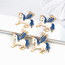 5pcs Lovely Enamel Unicorn Bracelet Charms Base Findings DIY Cute Animal Earrings Headwear Necklace Pendant Jewelry Making C35 2024 - buy cheap