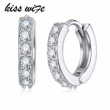 KISS WIFE New Super Shiny Silver Color Earrings Fashion Jewelry For Women Stainless Steel Zircon Crystal Stud Earrings Wholesale 2024 - buy cheap