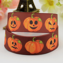 Cinta de grogrén para decoración de fiestas, personaje estampado de calabaza de Halloween, 22mm, 25mm, 38mm, 75mm, 10 yardas, X-01064 2024 - compra barato