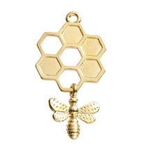 DoreenBeads-colgantes 3D de aleación a base de Zinc, color dorado, abeja tallada hueca, 46mm(1 6/8 ") x 24mm(1"), 5 uds. 2024 - compra barato