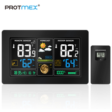 PROTMEX PT3378 Wireless Weather Station Temperature Humidity Sensor Colorful LCD Display Weather Forecast  Radio Contraol Time 2024 - buy cheap