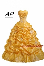 Angsbridep vestido de baile 16 fofos, amarelo, vestidos quinceanera 2021, original, flor de tórax, organza, vestidos de debutante, oferta 2024 - compre barato