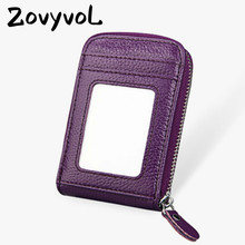 ZOVYVOL 2021 new 11 Color Blocking Wallets With RFIDUnisex Genuine Leather Zipper Credit Card Holder ID And Credit Card Holders 2024 - buy cheap