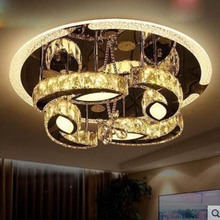 Round crystal lamp bedroom lamp led ceiling lamp warm modern minimalist restaurant room lamp atmospheric lighting led lighting 2024 - buy cheap