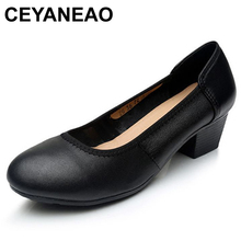 CEYANEAO Spring Autumn Women's Pumps Fashion Sexy Thick Round Toe leather Women High Heel Shoes Woman Slip On Casual ShoesE831 2024 - buy cheap