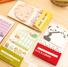 Adorável bonito animal gato panda notas pegajosas almofada de memorando papel bookmarks material escolar planejador adesivos papelaria coreano 2024 - compre barato