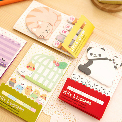 Lovely Pretty Animal Cat Panda Sticky Notes Memo Pad Paper Bookmarks  School Supplies Planner Stickers Korean Stationery 2022 - buy cheap