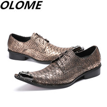 Sapatos de couro de crocodilo masculino, sapatos italianos de dedo fino para casamento, de pele de cobra 2024 - compre barato