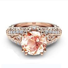 Charming Crystal Rose Gold Girls Finger Rings Jewelry For Bride Wedding Trendy Silver Plated Rings Accessories Women Engagement 2024 - buy cheap