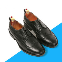 Zapatos de vestir de cuero genuino para hombre, calzado de trabajo de oficina con punta redonda, a cuadros vichy, transpirables, talla grande, para verano 2024 - compra barato