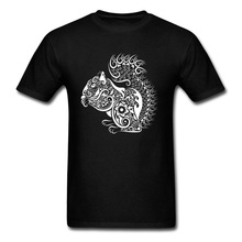 2018 Squirrel Ornament Decoration Black Tops Tees Men Short Sleeve White T-shirt Cotton Clothes Cartoon Design Gift 2024 - buy cheap