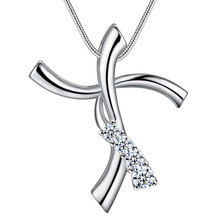 2016 Hot New Design Silver color cross pendant necklace with AAA zircon fashion engagement jewelry for woman Top quality AN128 2024 - buy cheap