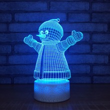 Lançamento luz noturna 3d criativa de boneco de neve led projeção ilusão controle remoto 7 cores lâmpada de mesa 3d luz para quarto para crianças presente 2024 - compre barato