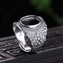 Anel 925 de prata esterlina para homens, anel de casamento, arte deco 11x15mm, cabochon oval âmbar turquesa, configuração de semi-montagem 2024 - compre barato