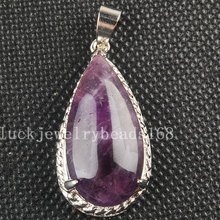 Free Shipping Women Fashion Jewelry 18x35mm Genuine Purple Crystal Teardrop Pendant Bead 1pcs C3212 2024 - buy cheap