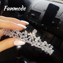 Funmode New Arrival Fashion Jewelry AAA Cubic Zirconia Pave Women Tiaras Hair Accessories Beauty Bride Wedding Crown F001C 2024 - buy cheap