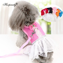 Wholesale 5 Colors Dog Harness Leash Set Mesh Cat Dress Harness For Small Dogs Lace Tulle Pet Skirt Breathable Puppy Vest 10A 2024 - buy cheap