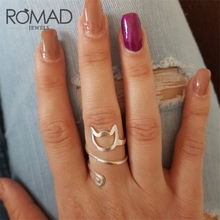 ROMAD Cute Cat Rings For Women Girl Wrap Finger Engagement Ring Adjustable Jewelry Gift Wedding Rings Party Event  Accessories 2024 - buy cheap