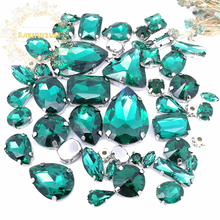 Hugely Popular MIX Malachite green Crystal Glass Sewing Rhinestones Bottom DIY Women's Dresses and Shoes 52pcs 23sizes 10shapes 2024 - buy cheap