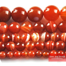 Frete grátis miçangas redondas agata faixa laranja pedra natural 4 6 8 10 12mm seleção para fazer joias sab05 2024 - compre barato