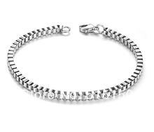9" New Cool Silver Jewelry 4mm 316L Stainless Steel Box Chain Bracelet For Men Good Gift 2024 - buy cheap