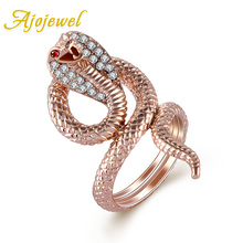 Ajojewel Brand Animal Jewelry Size 7-9 CZ Snake Ring For Women Brand Animal Designer Cobra Bijoux 2024 - buy cheap