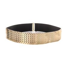 Gold Silver Wide Elastic Waistband Personality Punk Patchwork Metal Scales Belt for Women Fashion Dress Metal Belt 2024 - buy cheap