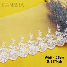 1yrd/lot Width:13cm Mesh  flower lace trims Ivory color embroidered lace,flower lace handmade DIY clothing accessories.(ss-508) 2024 - buy cheap