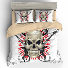 Juego de ropa de cama de calavera 3D, diseño de guitarras cruzadas con calavera divertida, dibujo a mano, juegos de funda nórdica de decoración de 2/3 piezas 2024 - compra barato