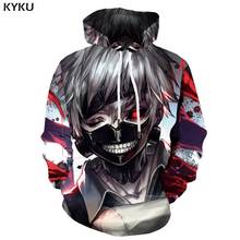 KYKU/бренд Tokyo Ghoul, толстовка с капюшоном, мужская толстовка с принтом, японский 3d принт, толстовка с капюшоном, повседневная металлическая Толстовка с принтом, мужская одежда 2024 - купить недорого