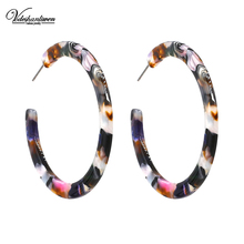 Vodeshanliwen ZA модные богемные геометрические полимерные серьги-кольца для женщин массивные большие серьги новый дизайн Винтажные Ювелирные Изделия 2024 - купить недорого