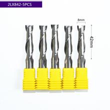 8mm*42mm,5pcs,Free shipping 2 Flutes End Mill,CNC machine milling Cutter,Solid carbide woodworking tool,PVC,MDF,Acrylic,wood 2024 - buy cheap