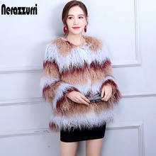 Nerazzurri Short Faux Fur Jacket Women Colorful Shaggy Furry Winter Fake Fur Coat Thick Plus Size Female Outwear 4xl 5xl 6xl 7xl 2024 - buy cheap