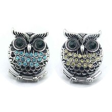 Wholesale metal Rhinestone Snap Buttons W092 owl Alloy Diy Jewelry fit 18mm Snap button Necklaces/Bracelets for women 2024 - buy cheap