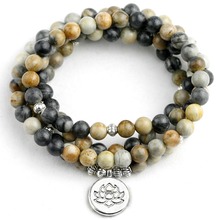 Pulsera con cuentas naturales de Picasso para hombre y mujer, brazalete con cuentas de 6MM, Budista Tibetano amuleto, Mala, Buda, 108 2024 - compra barato