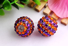 Kwoi vita Free shipping 20mm 100pcs/lot purple/orange color Chunky Resin Rhinestone Beads Ball for Kids Girls  Jewelry Making 2024 - buy cheap