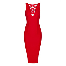 wholesale 2015 new red white black sleeveless V neck sexy bodycon celebrity  party pencil women bandage Dress 2024 - buy cheap