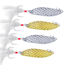 1PC Spinner Fishing Lure 5G-10G-15G-20G-28G Metal Spoon Bass Bait Silver/Gold Spoons With Feather Hook Trout Pike Pesca Tackle 2024 - buy cheap